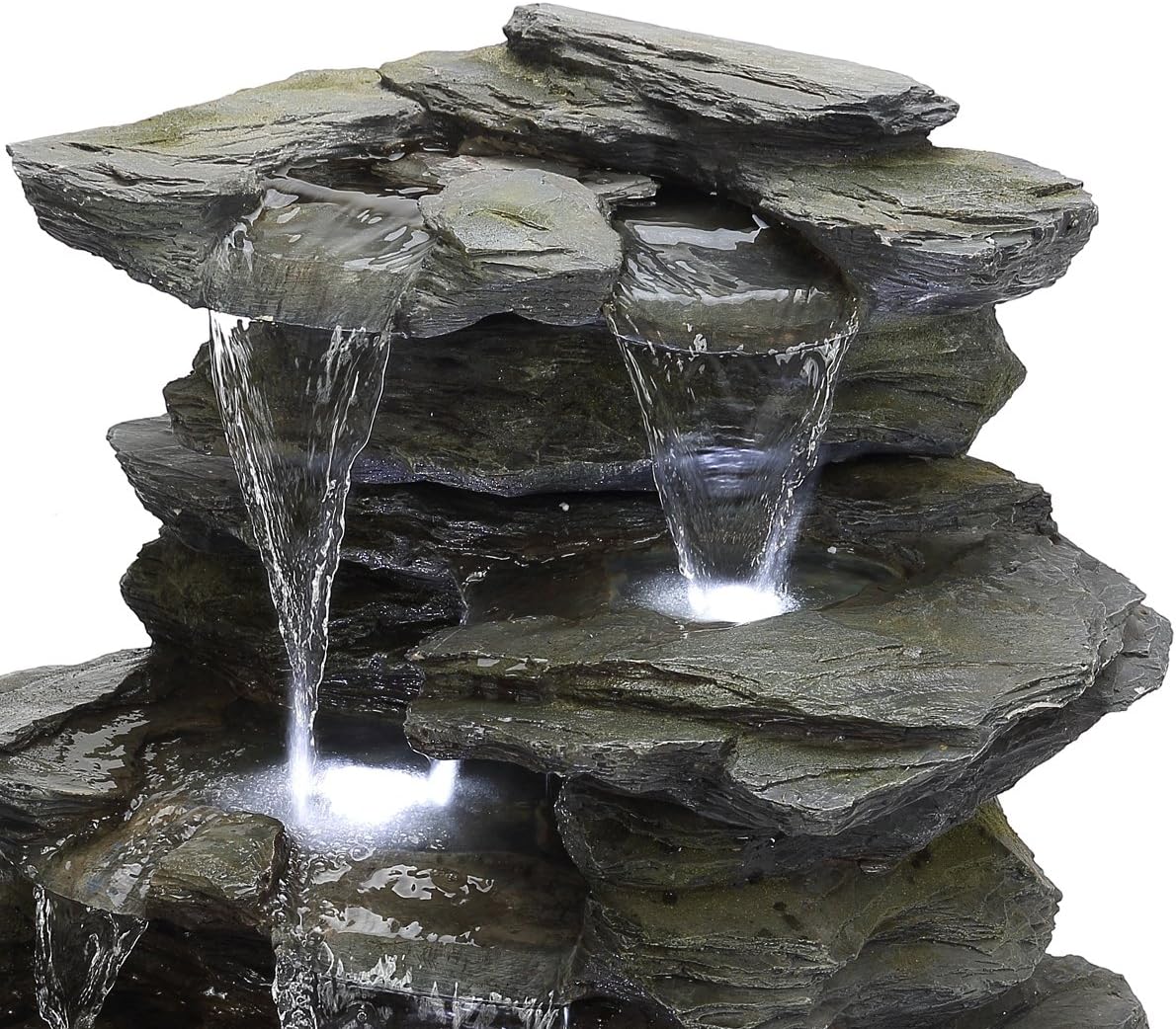 Fontaine Greifensteine Fontaine de jardin à l'aspect de pierre naturelle avec éclairage LED - 5