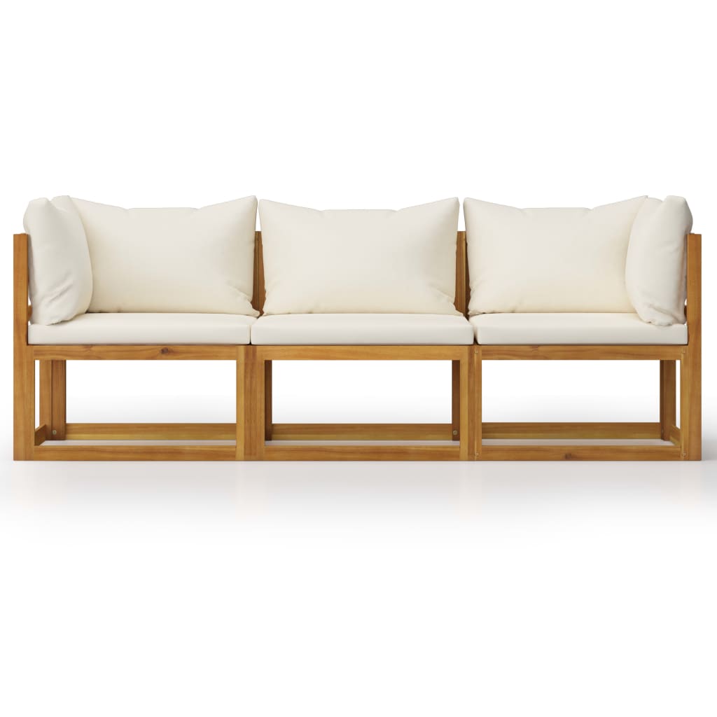 Salon bas de jardin en bois Beige 3 personnes - 3