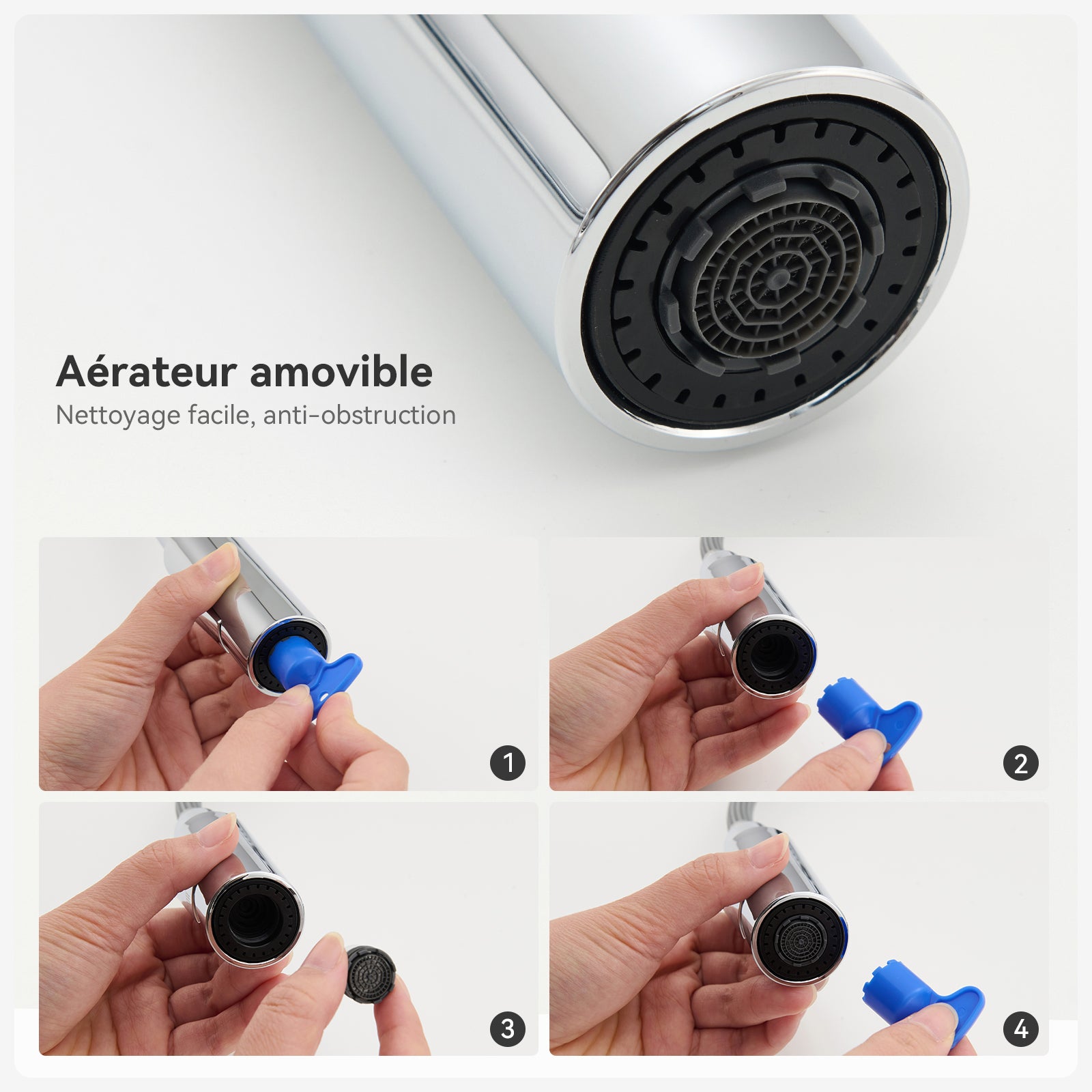 Cecipa Max Robinet Cuisine avec Douchette Extractible Chromé, Mitigeur Cuisine avec 2 Jets, Robinet évier avec douchette - 7