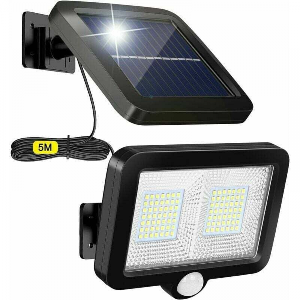 Lampa solarna zewnętrzna z czujnikiem ruchu, wyposażona w 98 diod LED i kabel 5 m, 1 sztuka