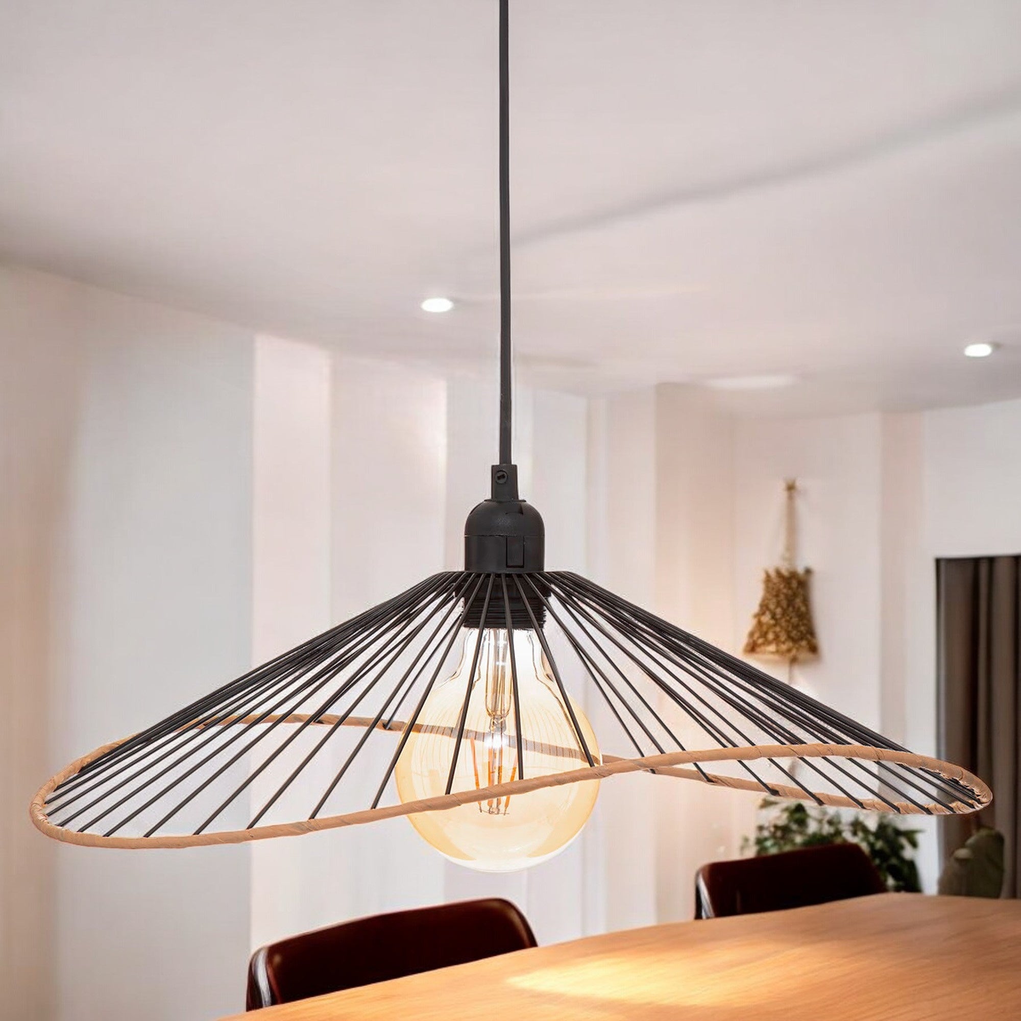 WELLHOME Lámpara Colgante de Techo Pantalla Metal Ø43x46cm - 6