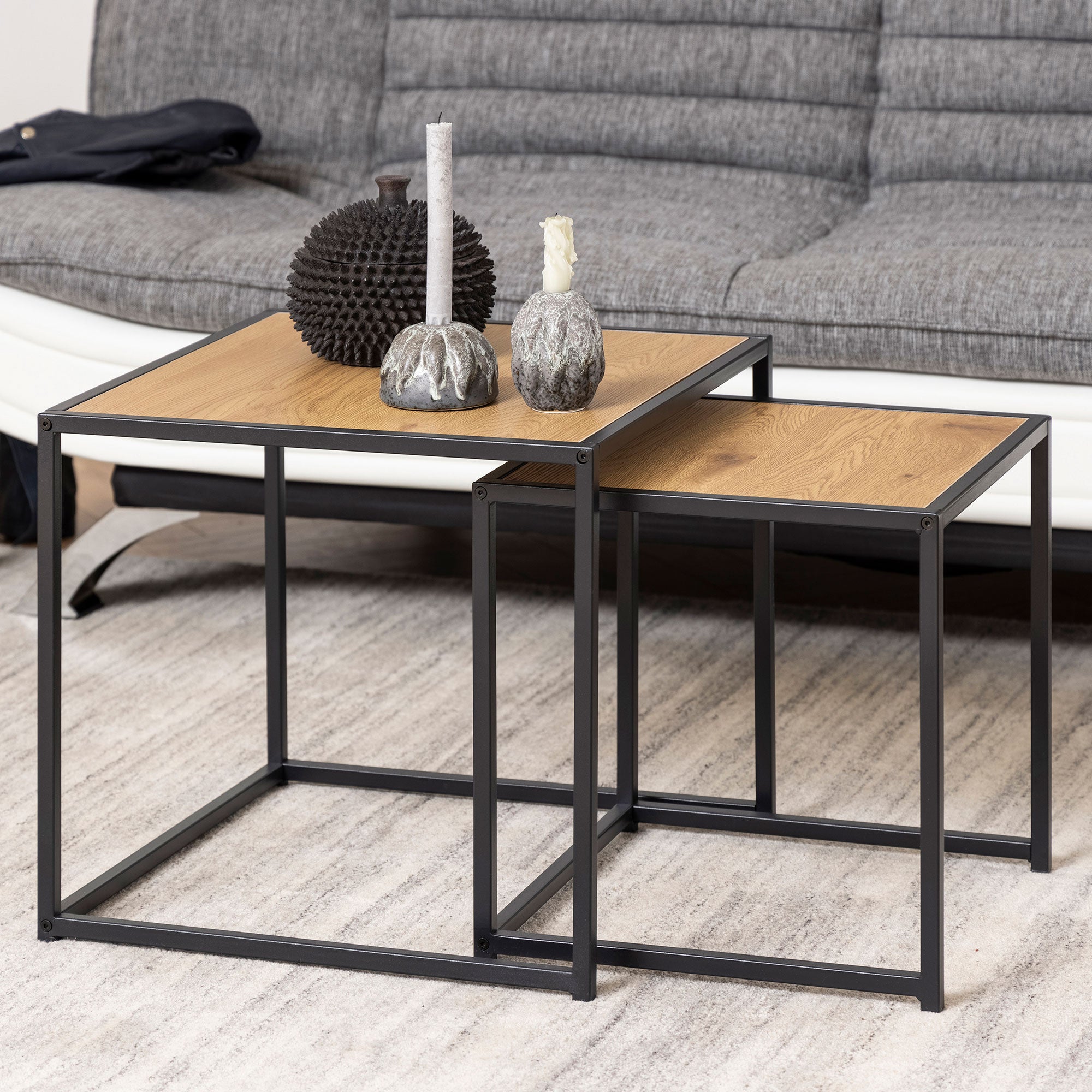 ACTONA zestaw stolików SEAFORD dąb - MDF, metal