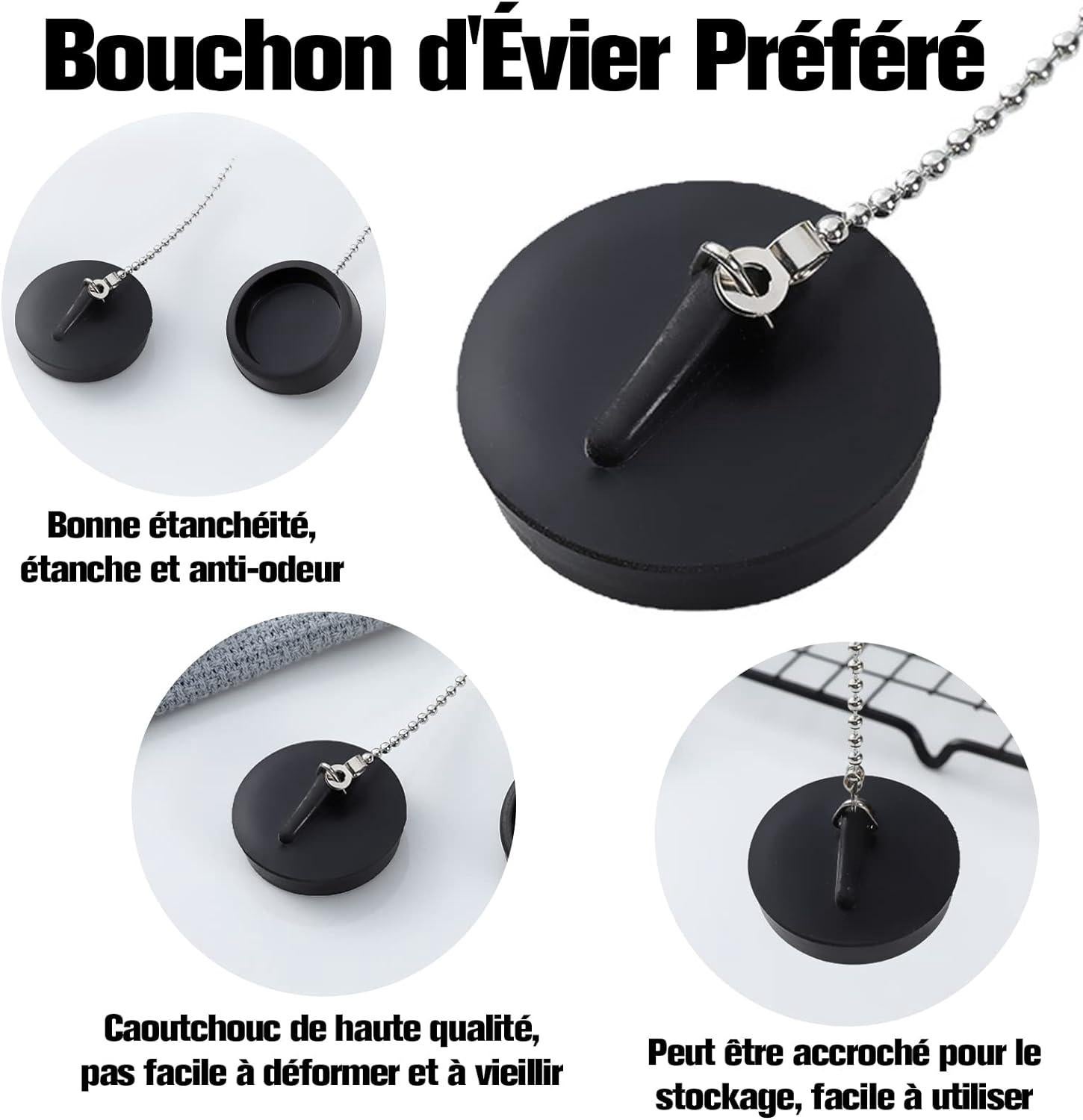 Lot De 2 Bouchons D'évier Pop-up Universels Avec 2 Anneaux D'étanchéité