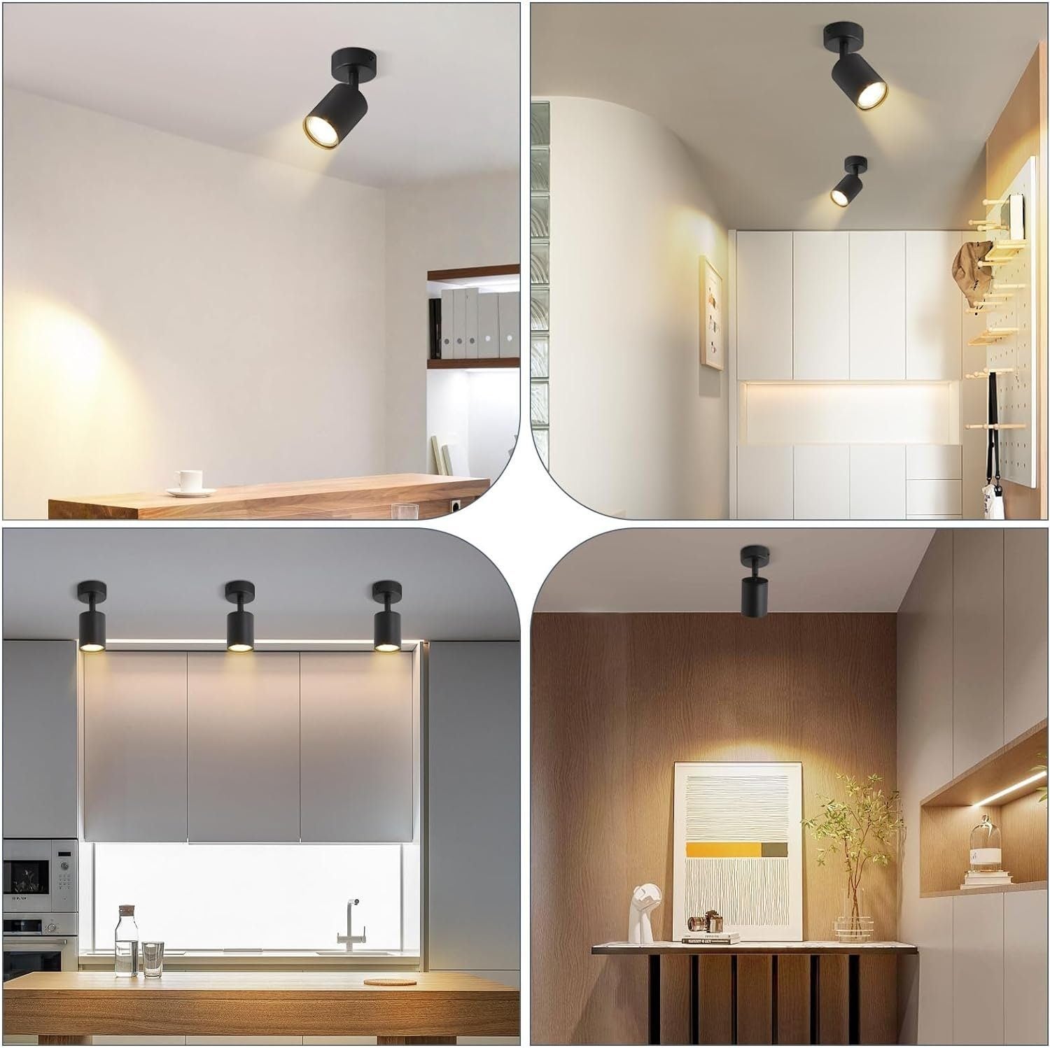 NETTLIFE Foco LED Negro GU10 Giratorio de 330° Lámpara de Pasillo Moderna Aplique de Pared Industrial para Sala de Estar Dormitorio Cocina - 8
