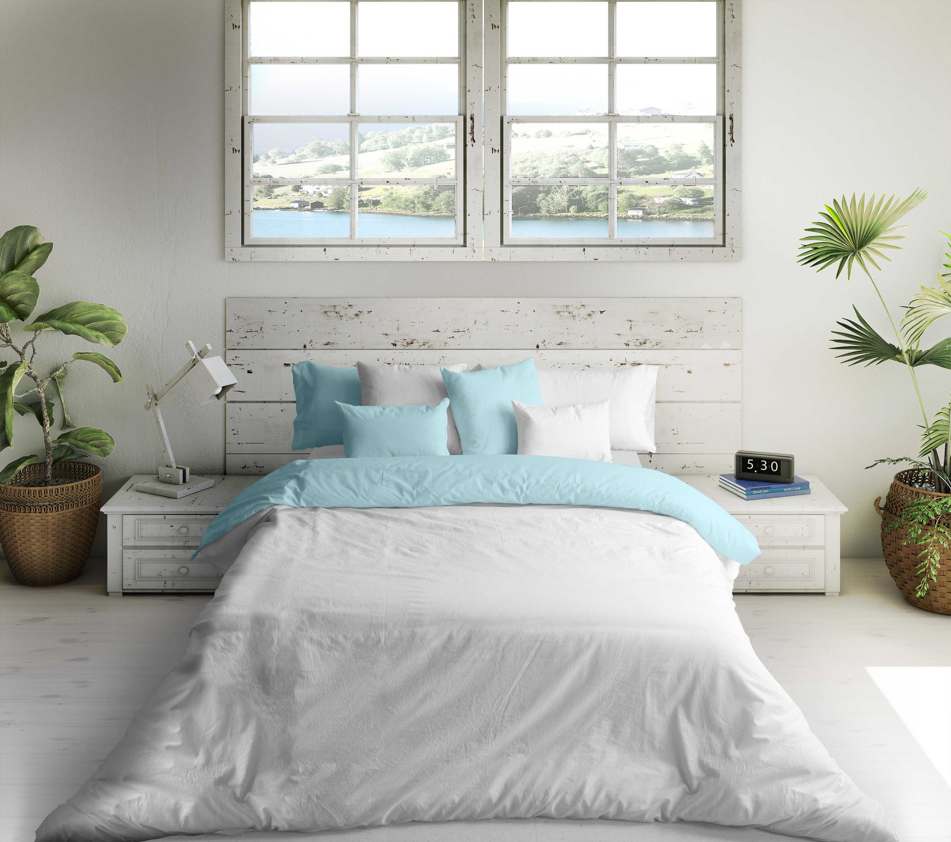 CAPA DE EDREDÃO BICOLOR REVERSÍVEL AZUL MARINHO 76 / BRANCO 100% ALGODÃO CAMA 135 - 9