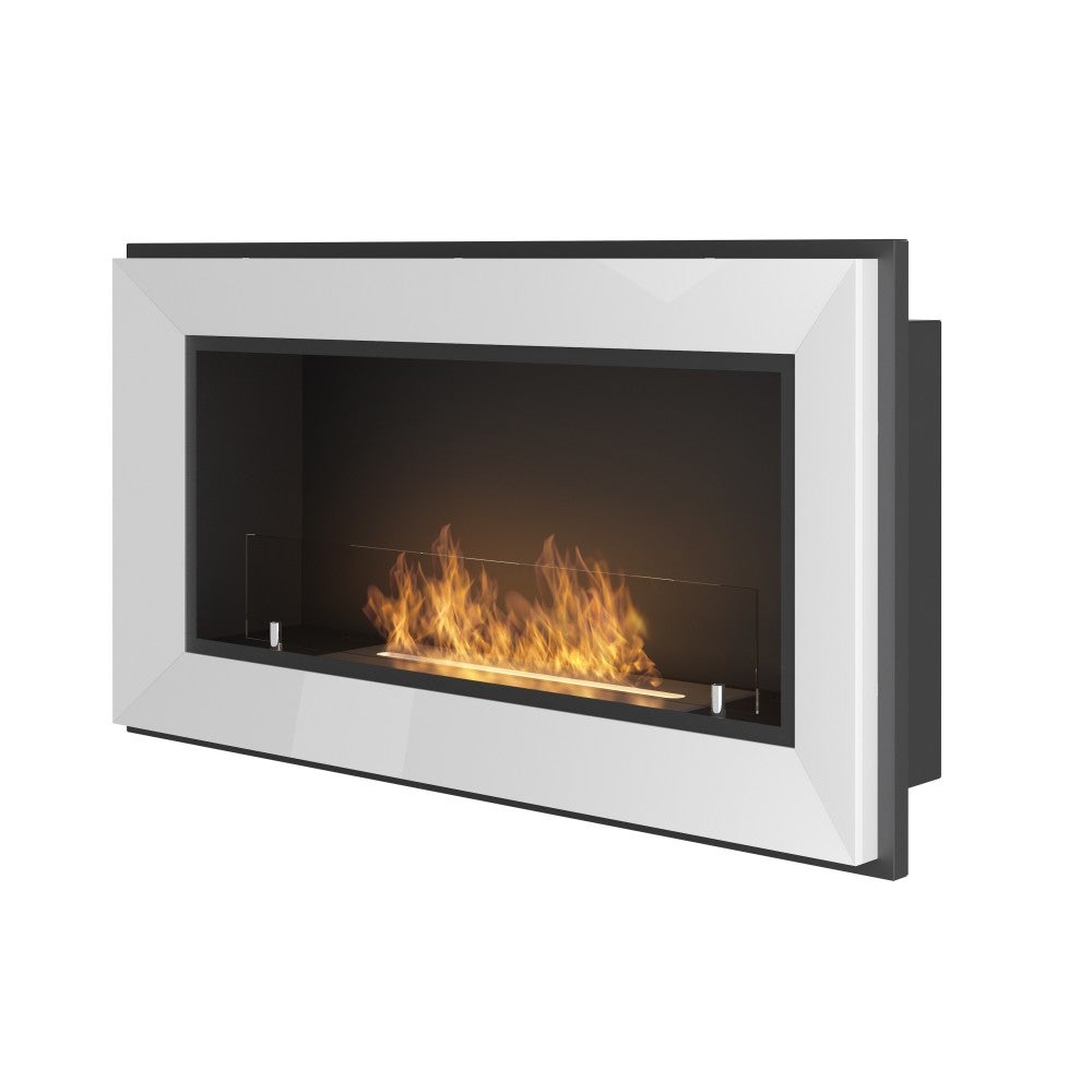 Kominek bioetanolowy Frame 900 SimpleFire do zabudowy w kolorze białym ze szkłem