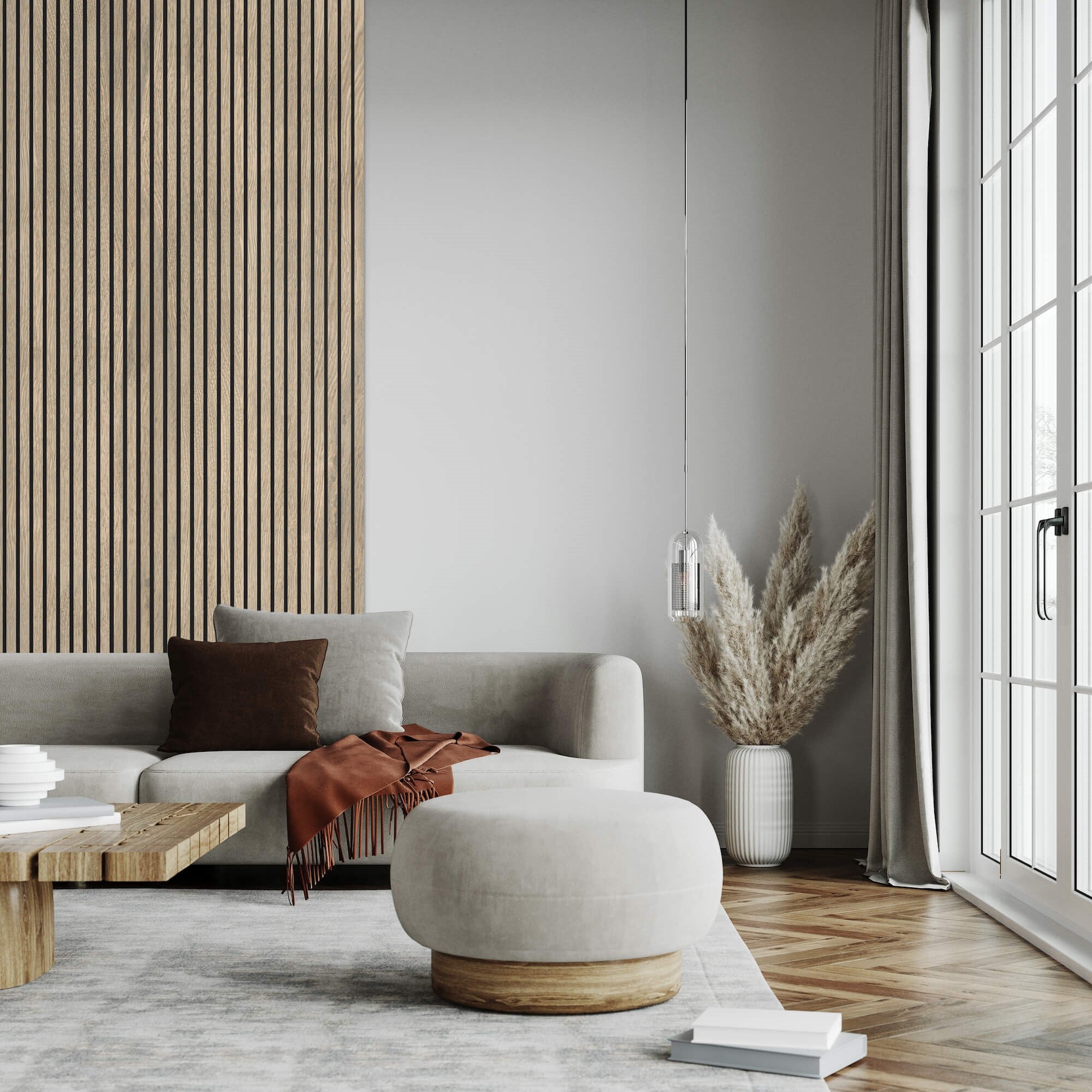 Panneau Mural Décoratif (effet tasseaux) - Coloris Bois Naturel - 4