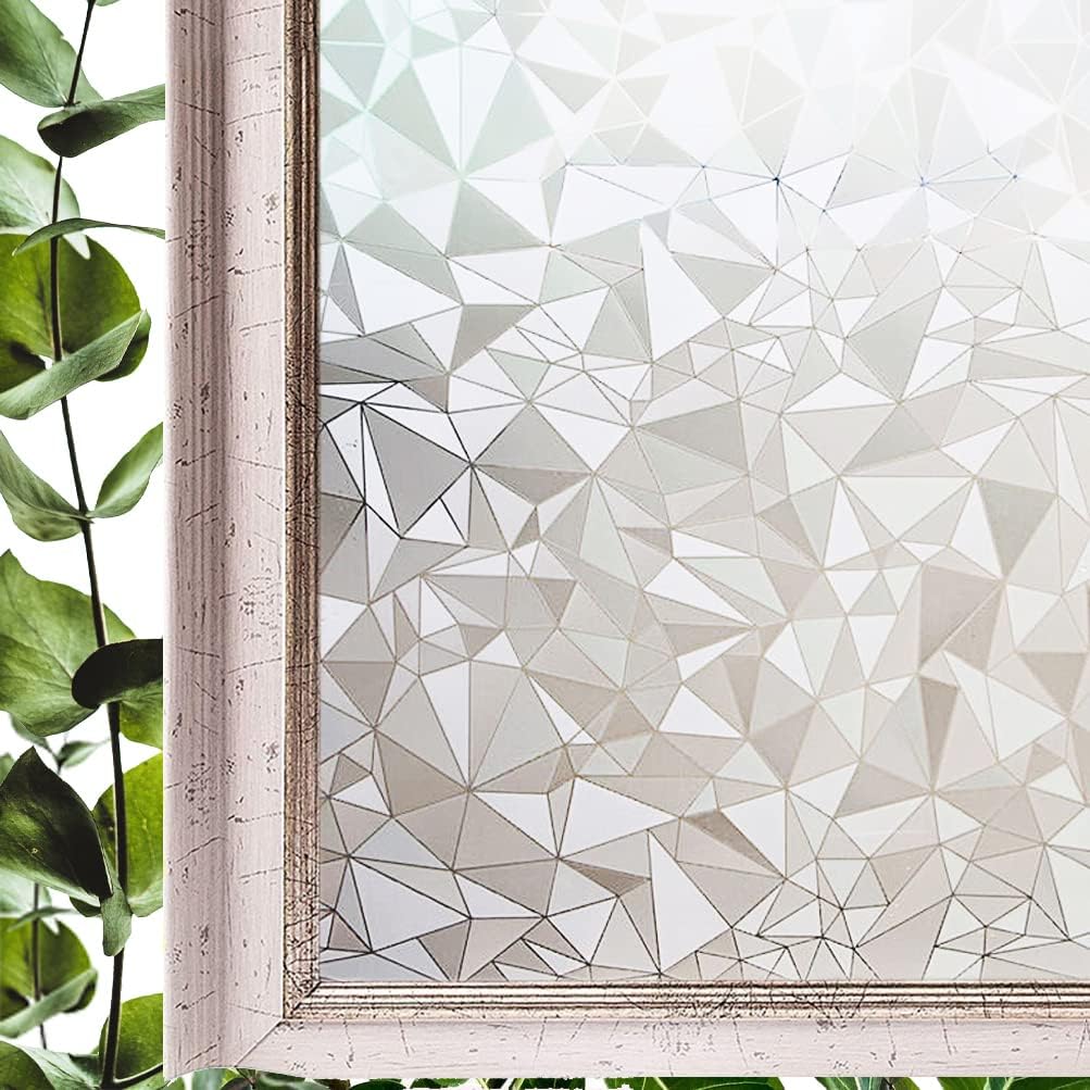 Folia okienna zapewniająca prywatność, wzór geometryczny, elektrostatyczna folia okienna, 45x100 cm