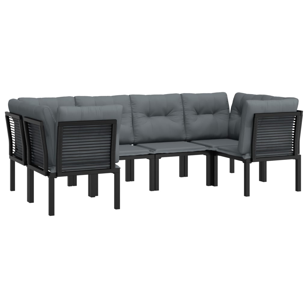 Maison Exclusive - Set Salotto da Giardino 6 pz in Polyrattan Nero e Grigio - 3
