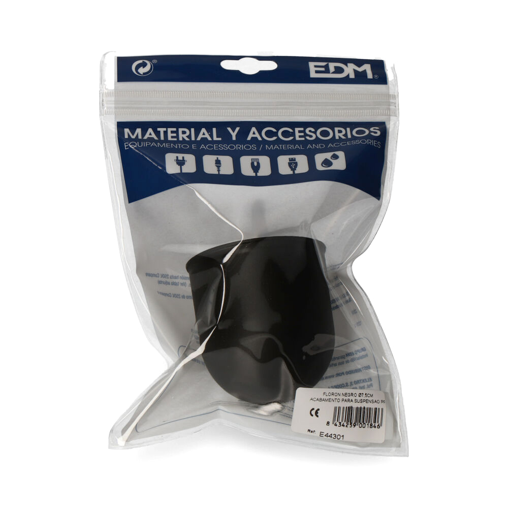 Tulipe couleur noir pour suspension sous emballage ø7,5cm - 2