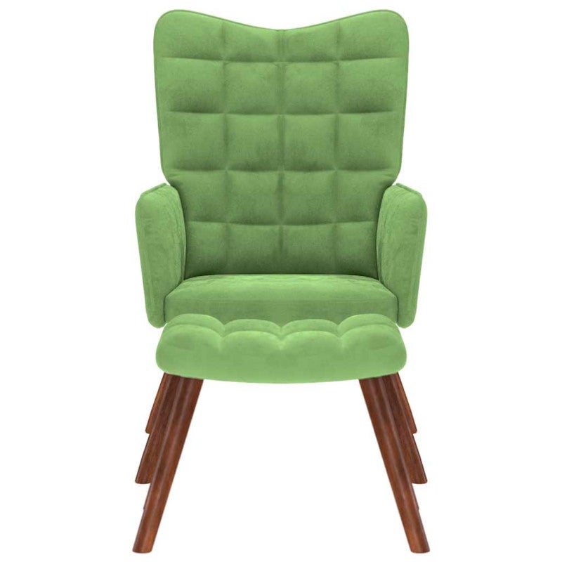 Poltrona Relax con Poggiapiedi Verde Chiaro in Velluto vidaXL - 3