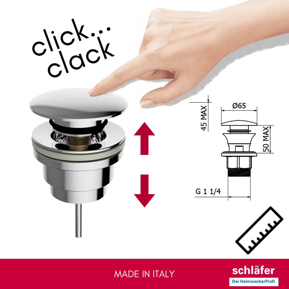 Schläfer 28505013 | Miscelatore Monocomando per Lavabo Alto Bagno serie Fonte25 con Scarico click-clack 1