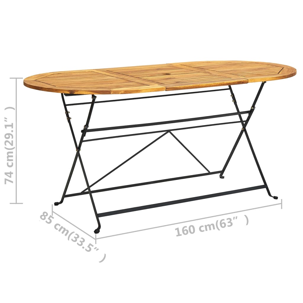 Set da pranzo pieghevole da esterno 9 pezzi in legno massello di acacia 02_0014719 - 9