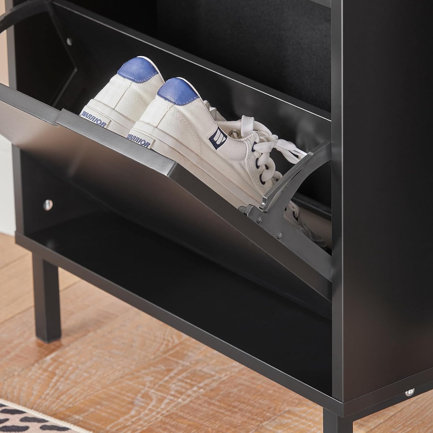 SoBuy Meuble à Chaussures Meuble de Rangement à Chaussures avec 3 Abattants Meuble d'Entrée Noir, FSR151-H-SCH - 5