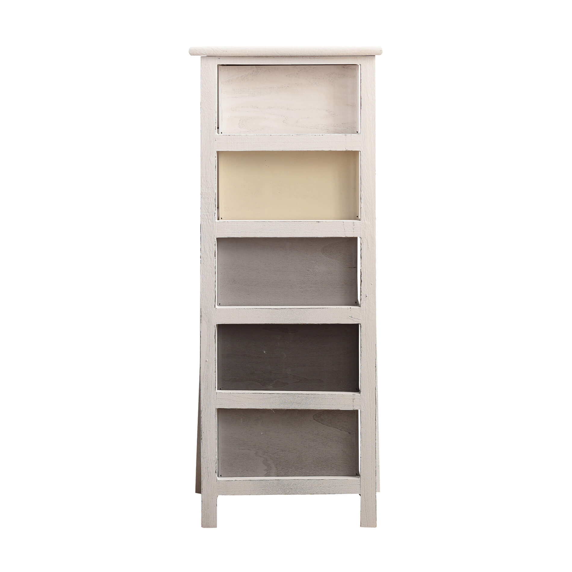 Chiffonnier Mobili Rebecca Commode 5 Tiroirs Bois Blanc Beige Gris 87x37x25 - 5