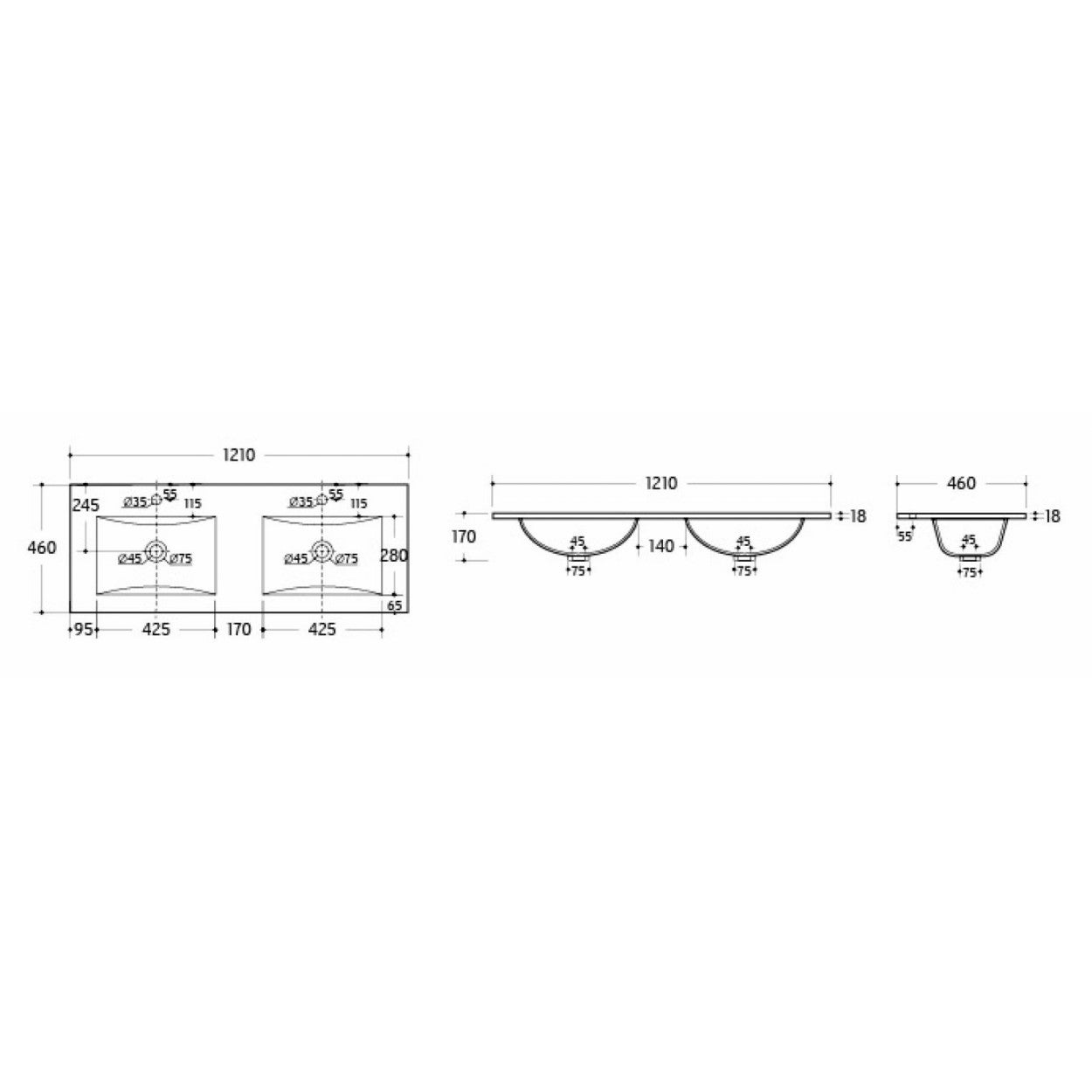 Meuble double vasque JUPITER 3.0 Blanc Brillant 120cm - Sans miroir - 3
