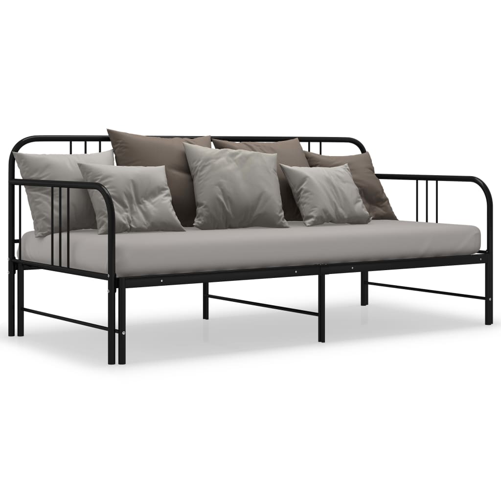 Maison Exclusive - Cadre de canapé-lit extensible sans matelas Noir Métal 90x200cm - 6