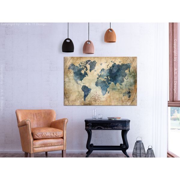 Tableau Cartes du monde Retro Map (1 Part) Wide 90x60 cm - 2