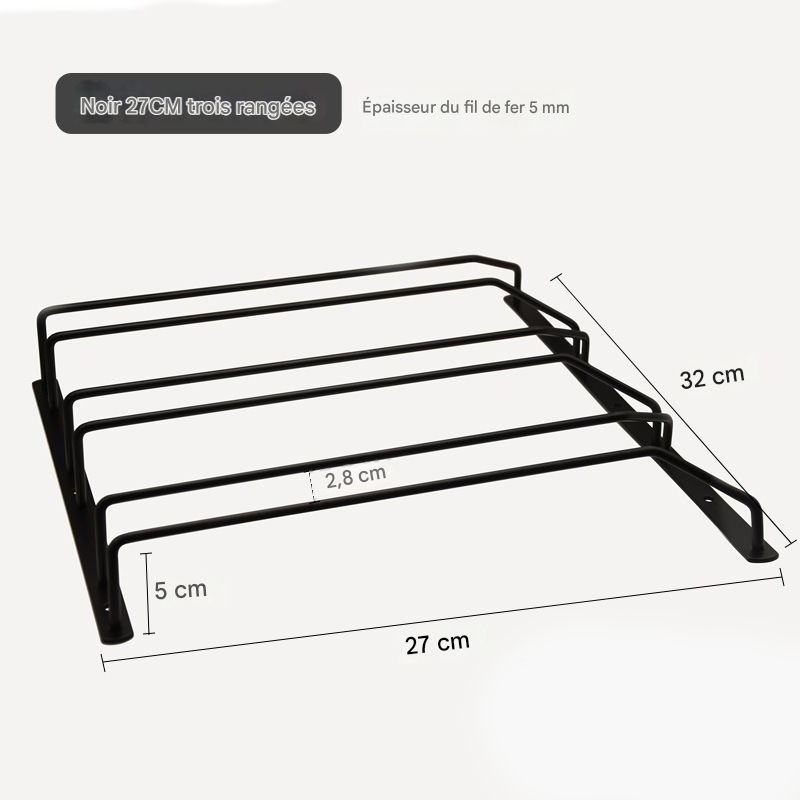 Support Rangement Verres à Vin Métal 27 Cm Noir - Lot De 3, Installation Facile Sous Armoire