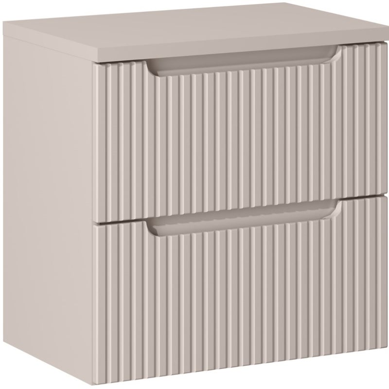 Szafka łazienkowa NOVA 60 cm kaszmir z blatem kaszmir wisząca ryflowane fronty szuflady