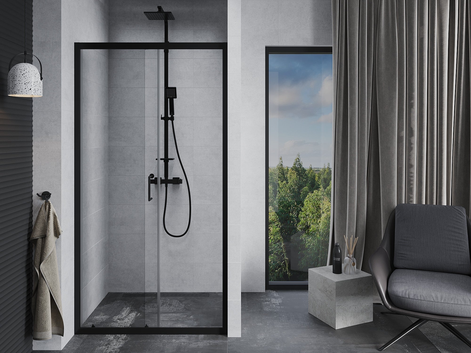 Mexen Apia porte de douche coulissante 90 cm, transparent, noir - 845-090-000-70-00 - 3