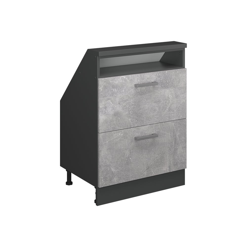 Vicco Szafka kuchenna na dach skośny R-Line, Beton, 60 cm z 2 szufladami