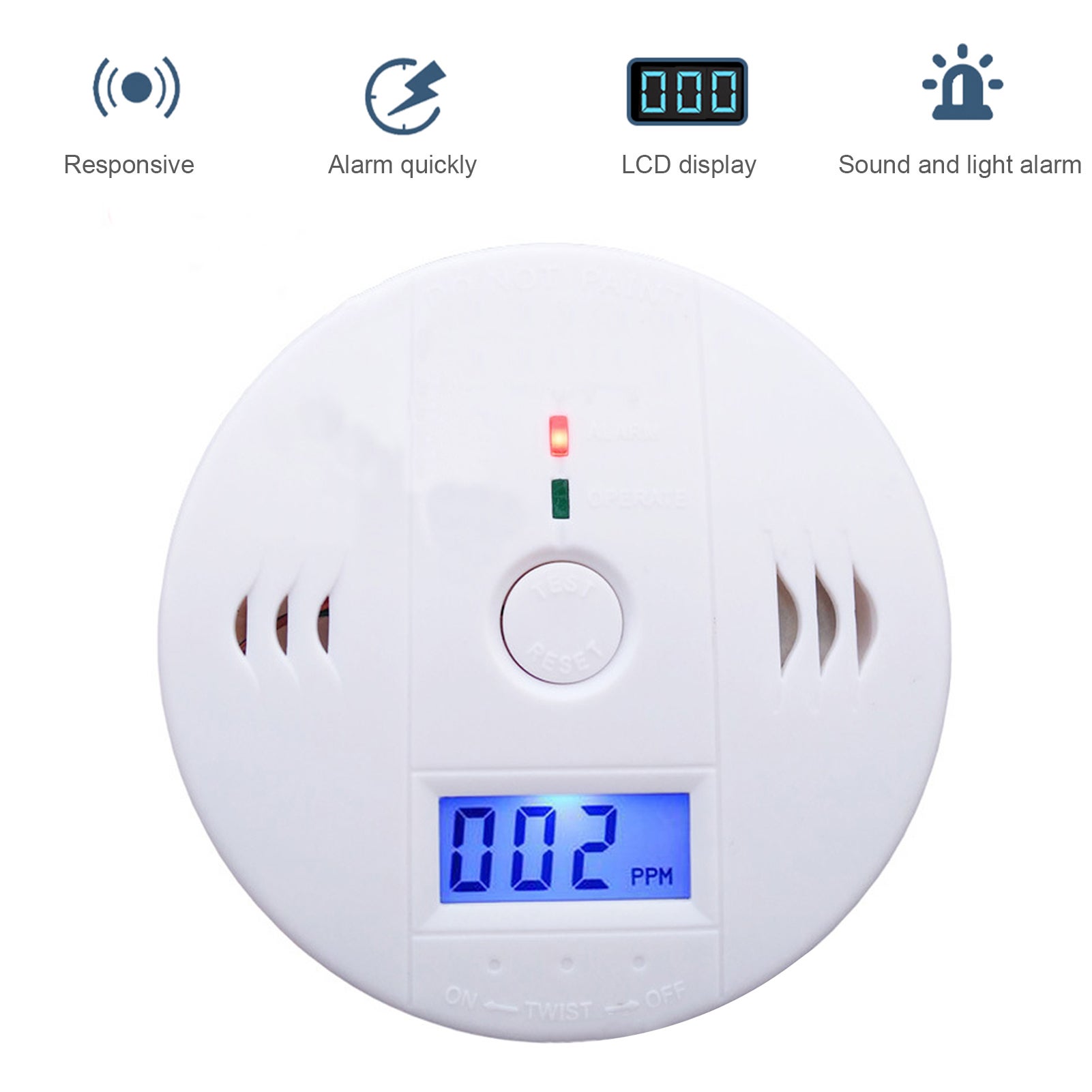 1pcs Détecteur de Monoxyde de Carbone - Alarme 85 dB avec capteur électronique pour une protection efficace - 5