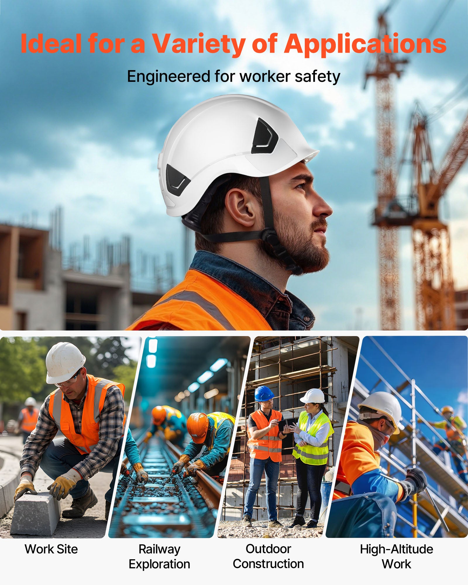 Capacete de Segurança Industrial VEVOR ABS Certificado ANSI/ISEA Z89.1 com Suspensão a Catraca 6 Pontos Ajustável e Ventilado para Adultos - 6