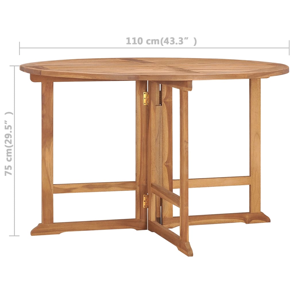Table à d?ner de jardin pliable ?110x75 cm Bois massif de teck - 5