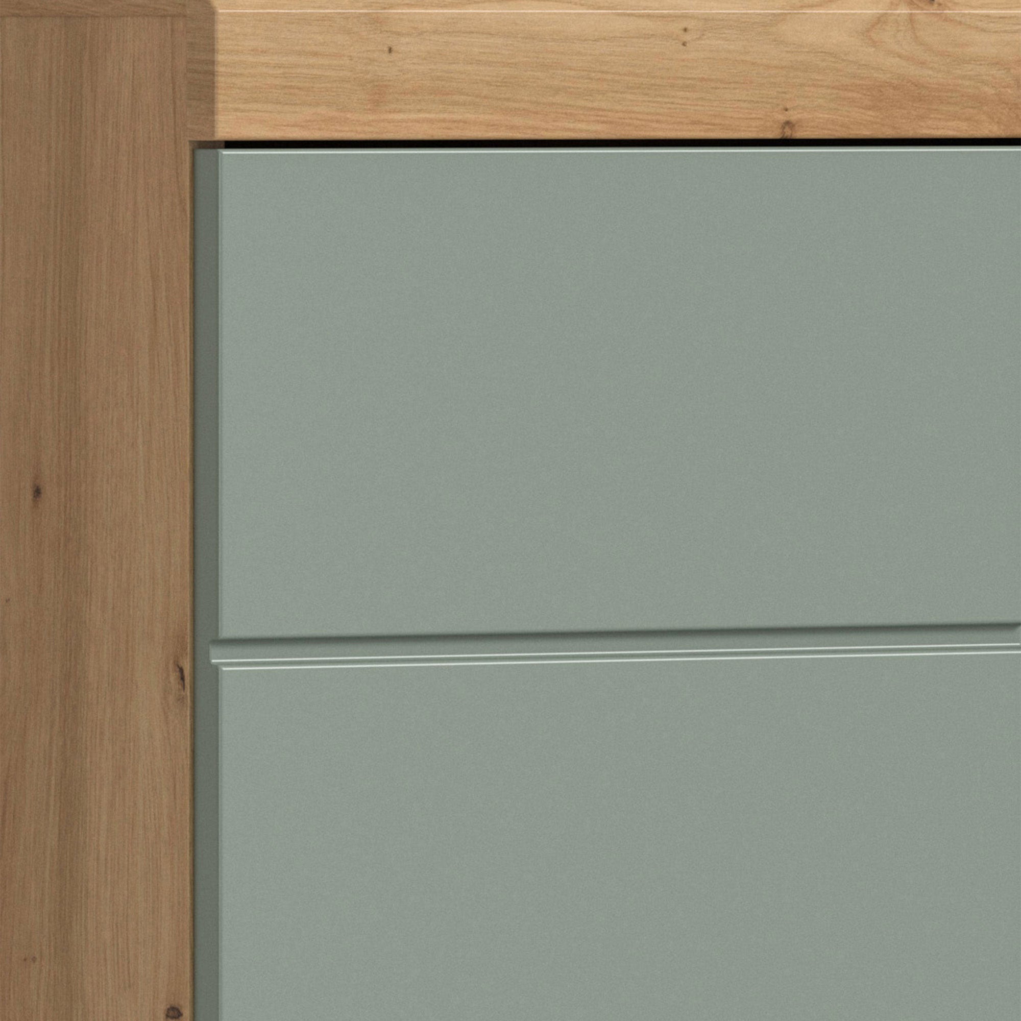 Ensemble 2 meubles de salle de bain + lampe chêne brun et kaki - OLBO - 5