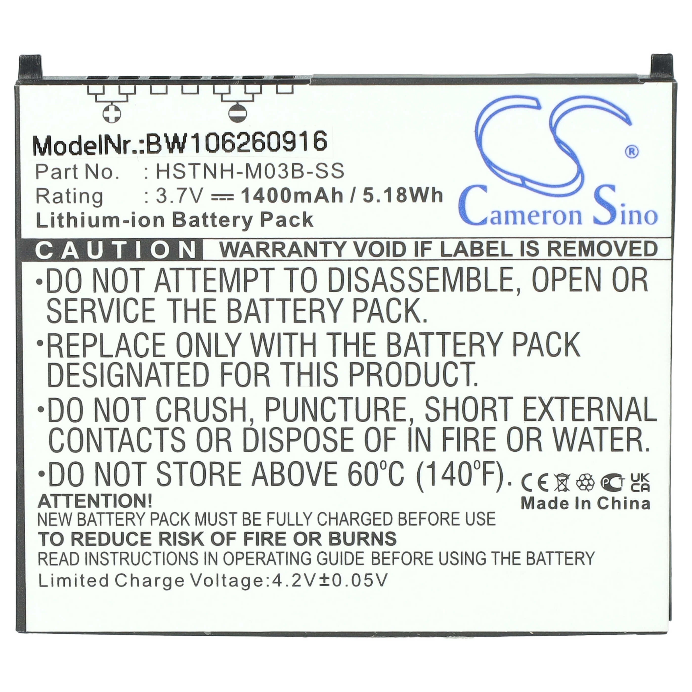 Batteria Li-ion 1400mAh 3.7V Per HP IPAQ RX3715 E Serie Hx2000/rx3000 – Sostitutiva 35H00041-01, HSTNH-L05C