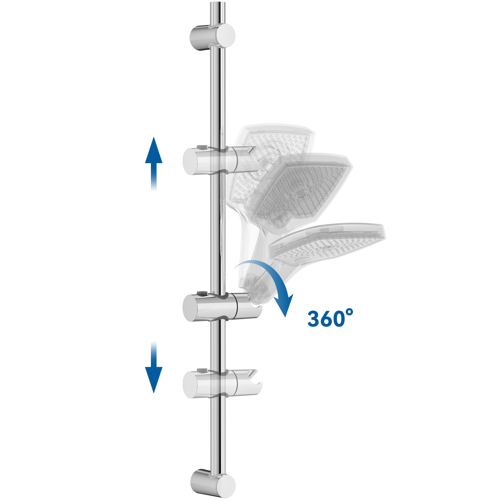 Barre de Douche 71cm en Acier Inoxydable,Barre de Douche avec Support Pommeau de Douche et Support de Douche Muraux Réglable Variables,Chromé - 3
