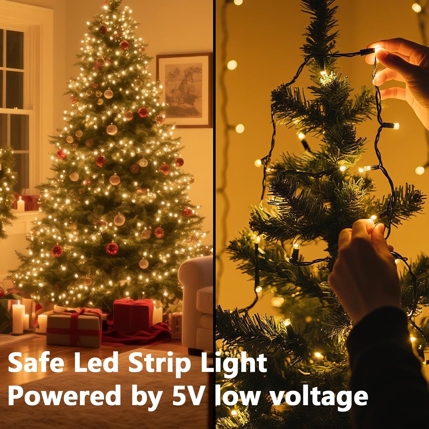 Guirlande Lumineuse LED de 2 m pour Sapin de Noël avec 280 LED et 8 Anneaux, Lumière Chaude, USB 5V/2A, pour Intérieur et Extérieur, Convient aux Arbr - 5
