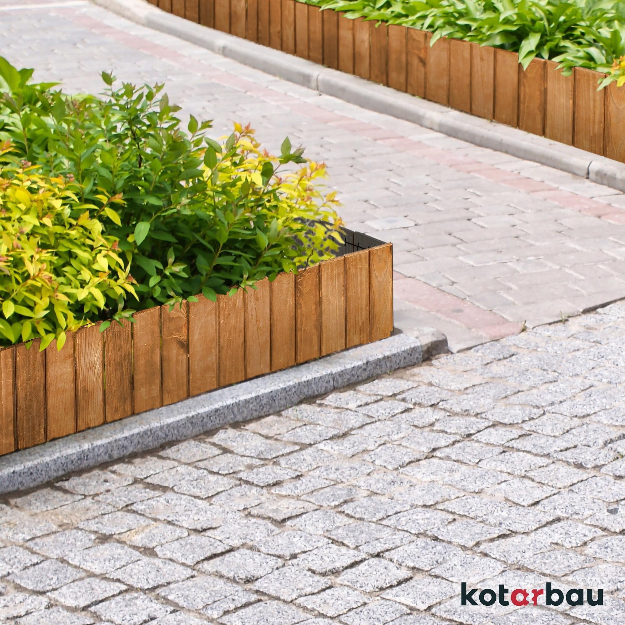 Mini Clôture Bois de Jardin Couleur Chêne 15x110 cm - Bordure de Pelouse - Palissade en Bois Anti-Rongeurs - Barrière Bois Jardin - KOTARBAU - 6