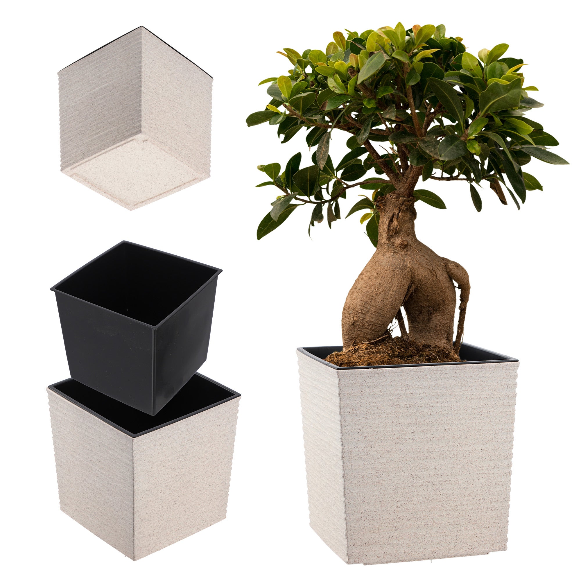 DONICZKA DONICA NA KWIATY KWIETNIK 30 cm OSŁONKA Z WKŁADEM PLASTIKOWA KREM