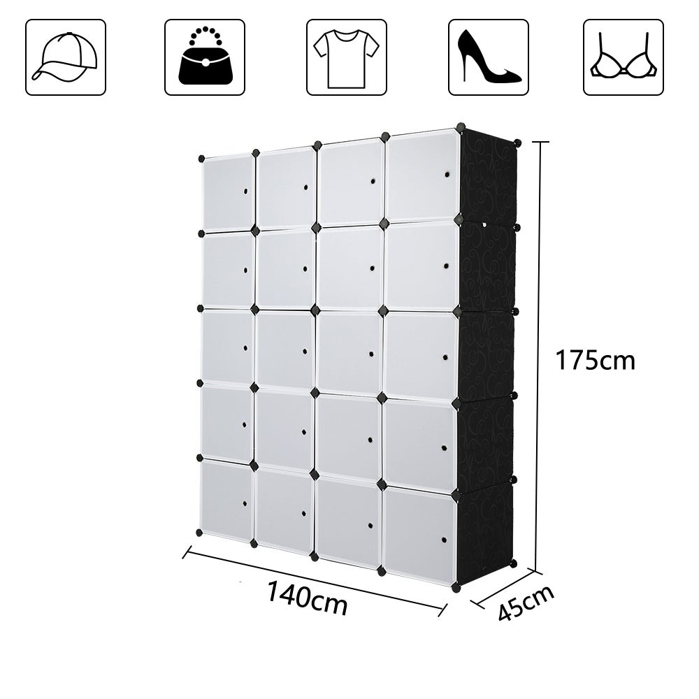 20 Cube Organisateur, Étagères de Rangement Cubes en Plastique Empilables, Étagères Modulaires avec Tige de Suspension, 140 x 45 x 175 cm - 2