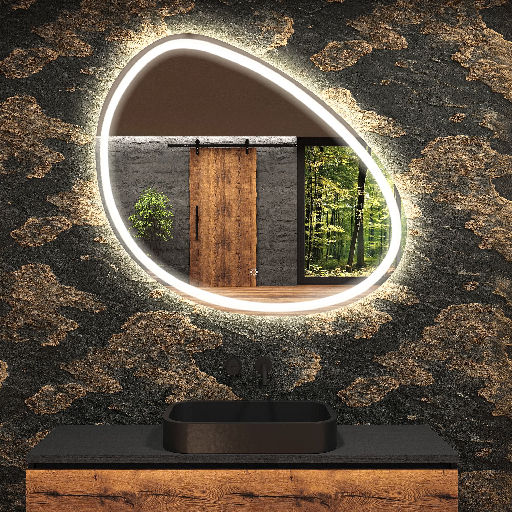 AquaWise Miroir Salle de Bain LED 80×60 cm Loupe 3X Éclairage Température Réglable Antibuée avec Gradateur Mémoire Verre Trempé - Maison