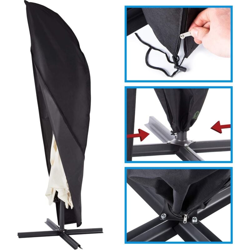Housse de protection,pour parasol déporté,convient pour 2 m,3 m,3,5 m de diamètre,housse de parasol,protection UV,fermeture éclair ,en Oxford 210D - 3