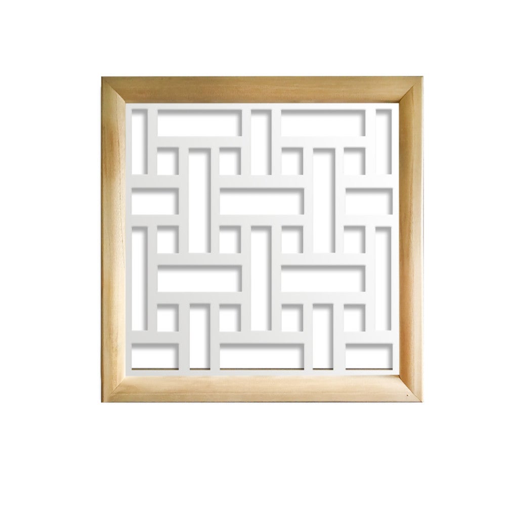 TRAMA - Moduły dekoracyjne kwadratowe z drewna i PCV - rozmiar 48x48 cm - grubość 47 mm - kolor wewnętrzny BIAŁY