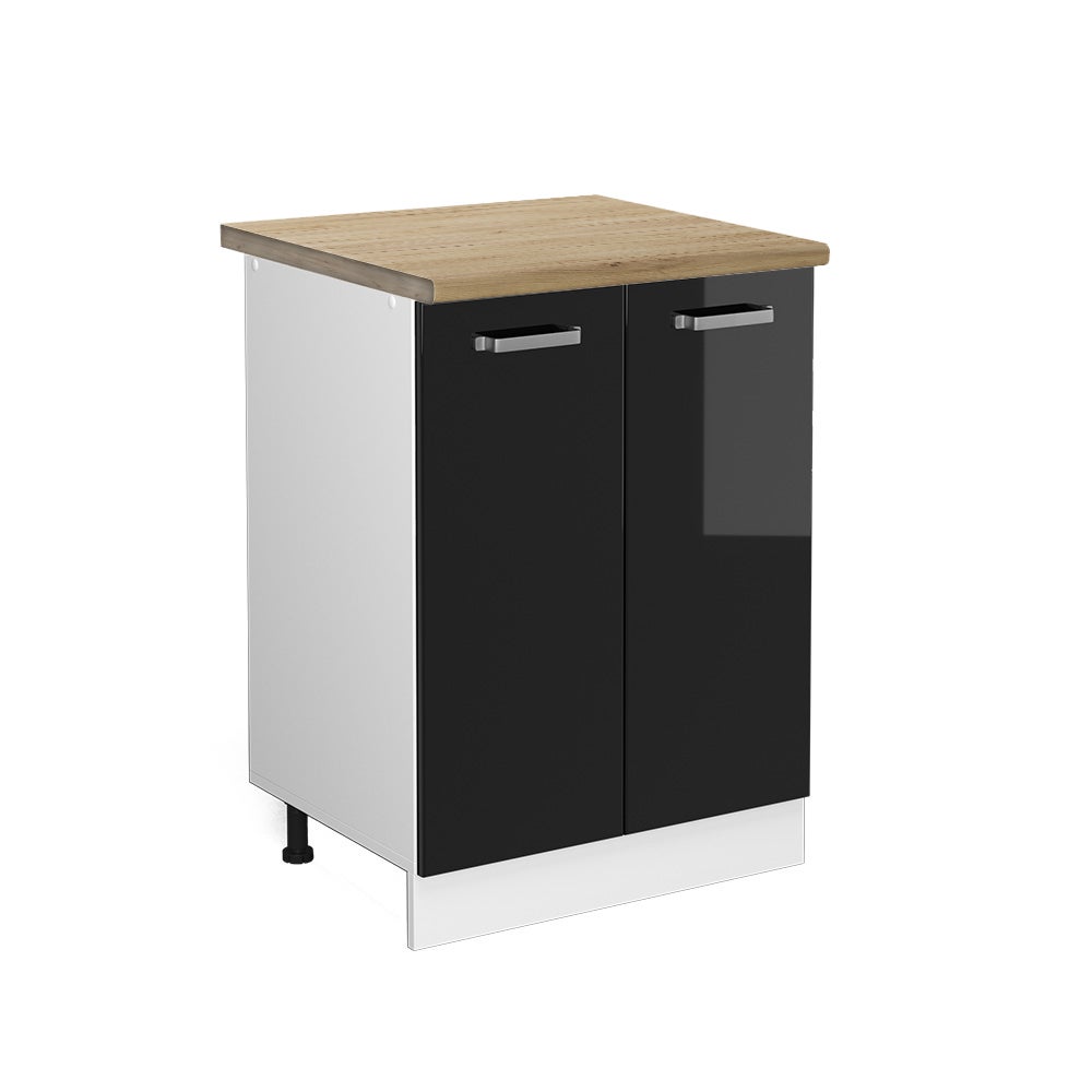 Vicco Szafki kuchenne R-Line, Czarny wysoki połysk, 60 cm , BP Dąb