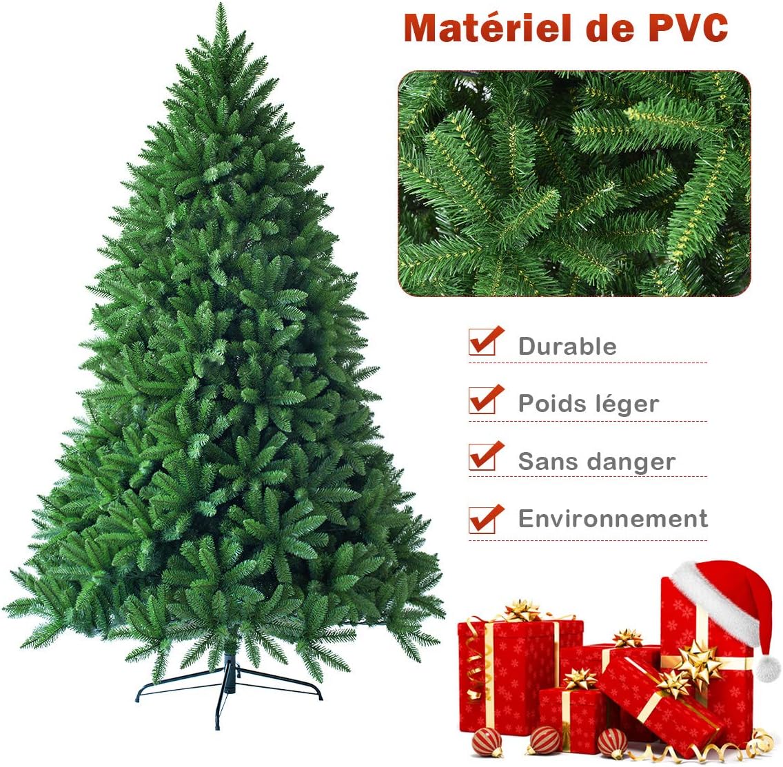 Sapin de Noël Artificiel 180 CM, 1250 Branches, Matériel PVC Arbre de Noël - 4