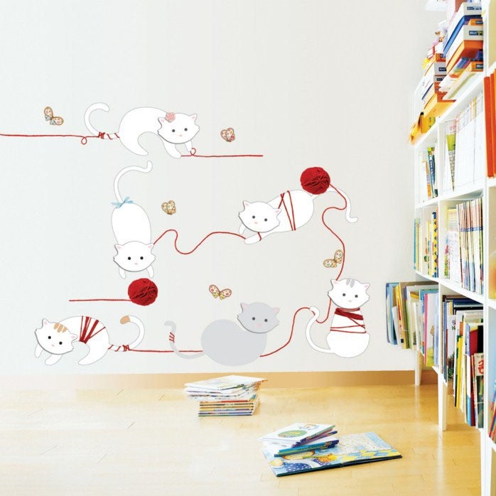 Un Conjunto De Lindos Adhesivos De Pared De Gatos, Adhesivos De Pared