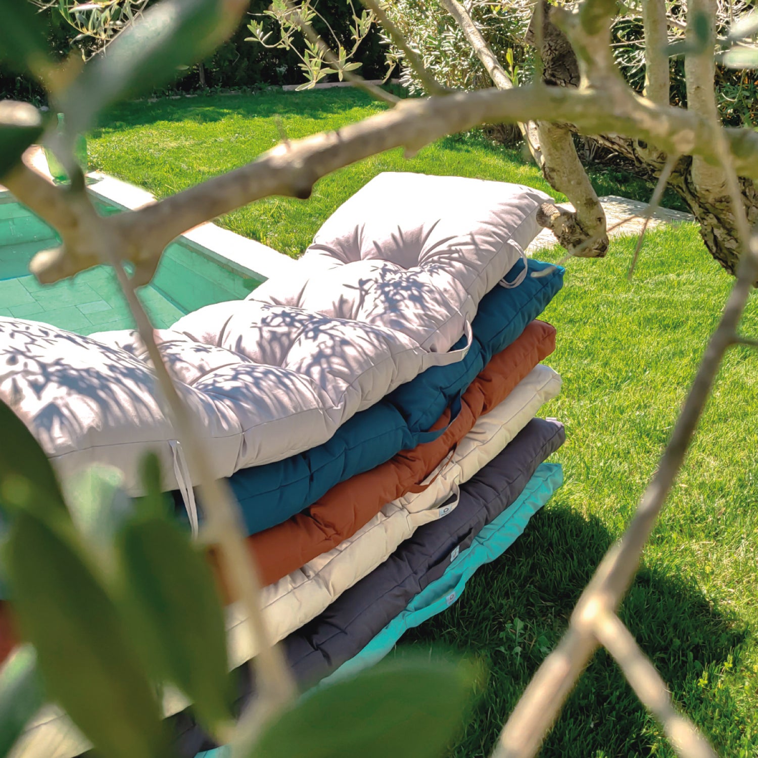 Coussin matelassé pour bain de soleil, transat - 185 x 60 cm - Beige - Linxor - 5