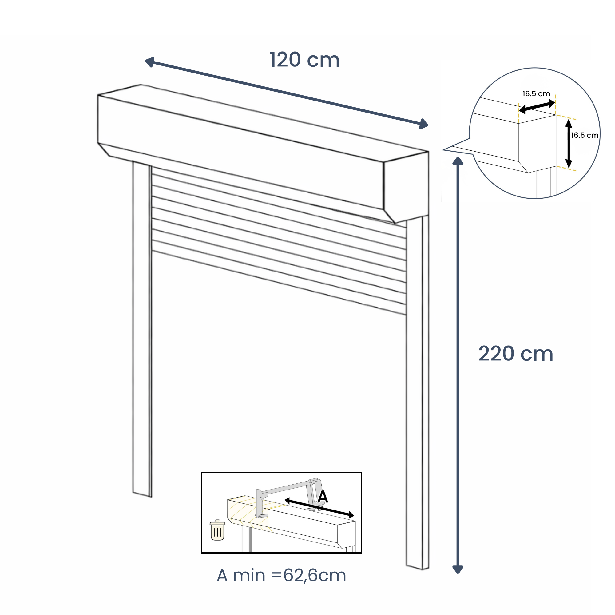 Volet roulant électrique alu. isolé motorisé filaire - Recoupable - H.220 x l.120 cm - Gris RAL 7016 - 4
