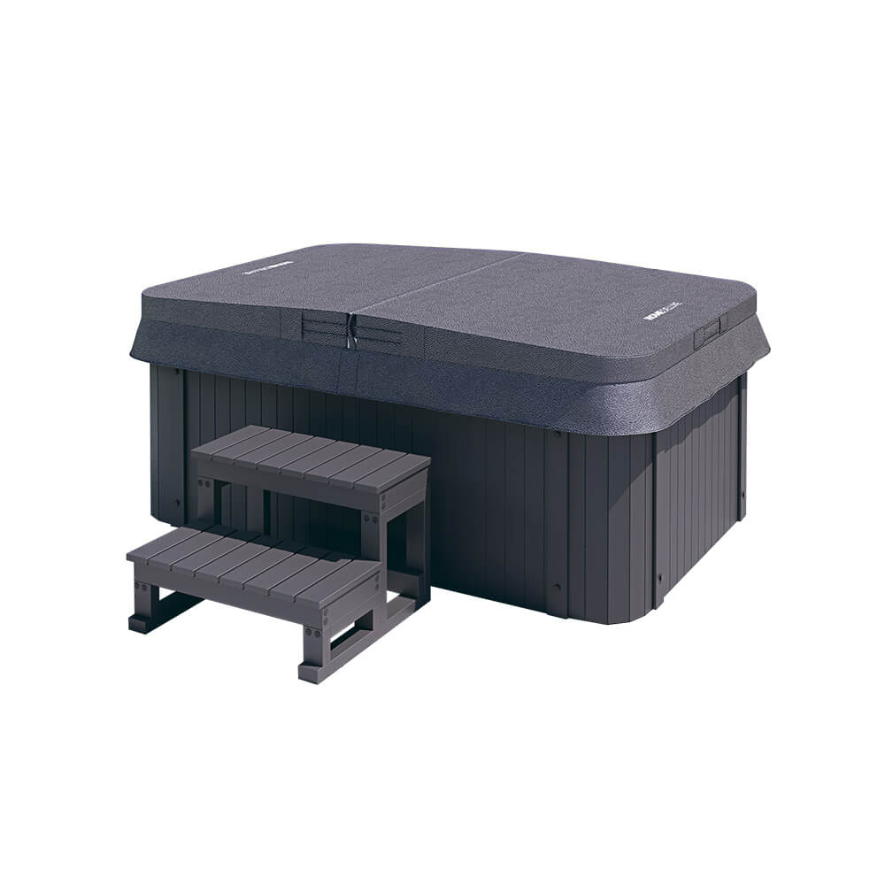 Home Deluxe - Jacuzzi d'extérieur HORIZON Plus - avec escalier et couverture thermique, env. 115 x 175 x 70 cm, chauffage et massage inclus I Jacuzzi - 5