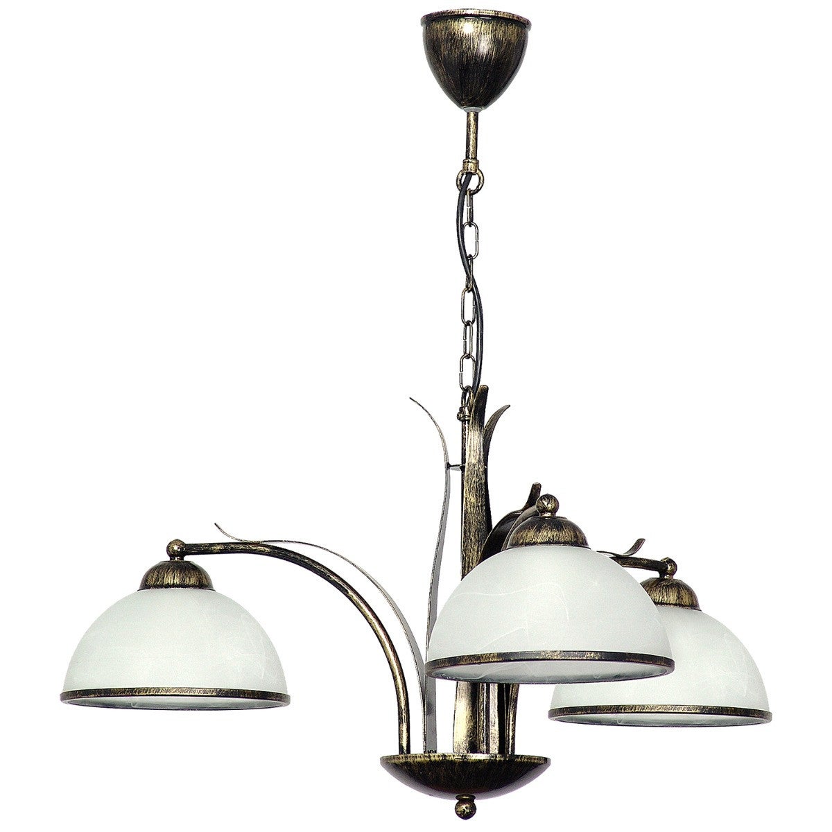 Lampa wisząca Korfu złota patyna 3xE27x15W dekoracyjna wym: 67 x 68 x 68 cm szkło Luminex