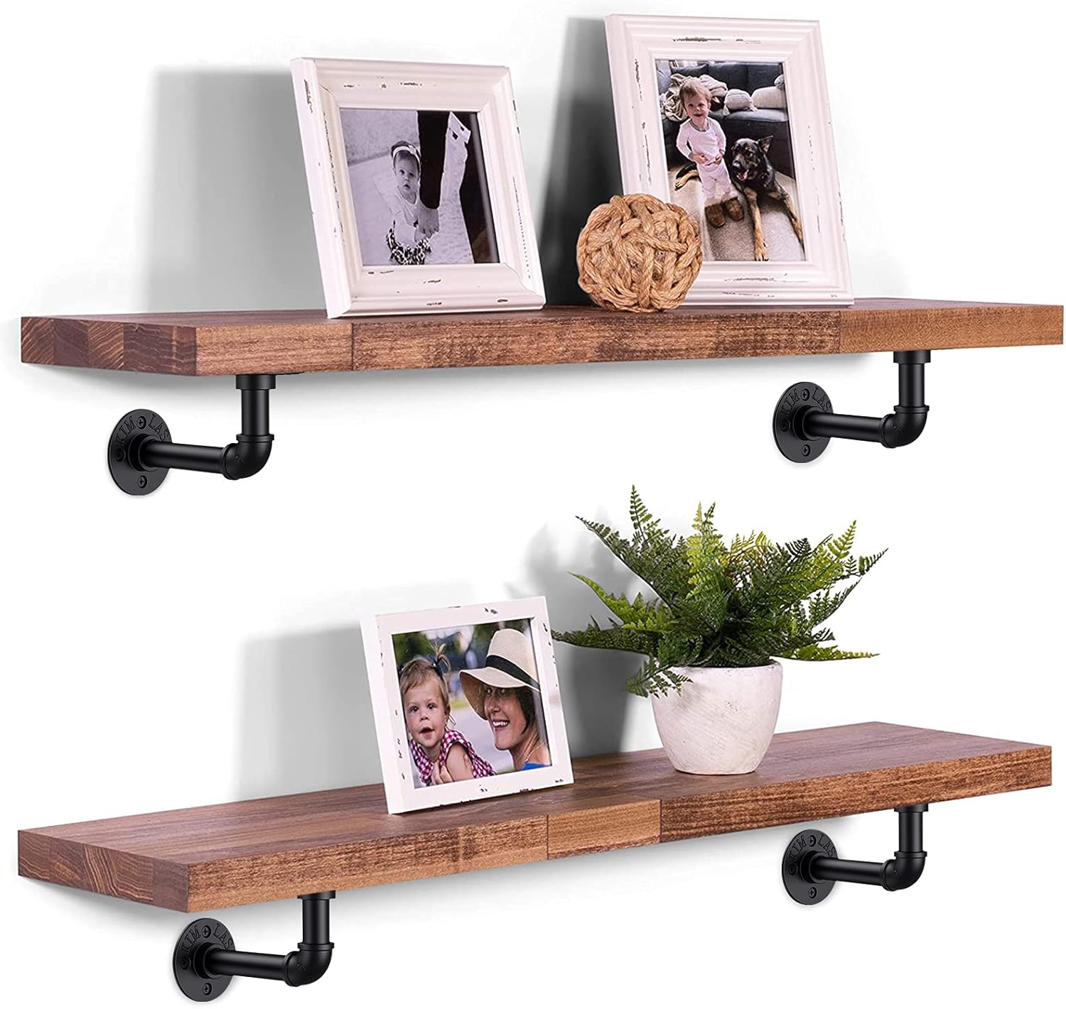 Supporto portaoggetti da parete retrò, 2 supporti tubolari in stile industriale retrò con viti, dimensioni 15*8,5 cm, adatti per mensole e mobili fai - 2