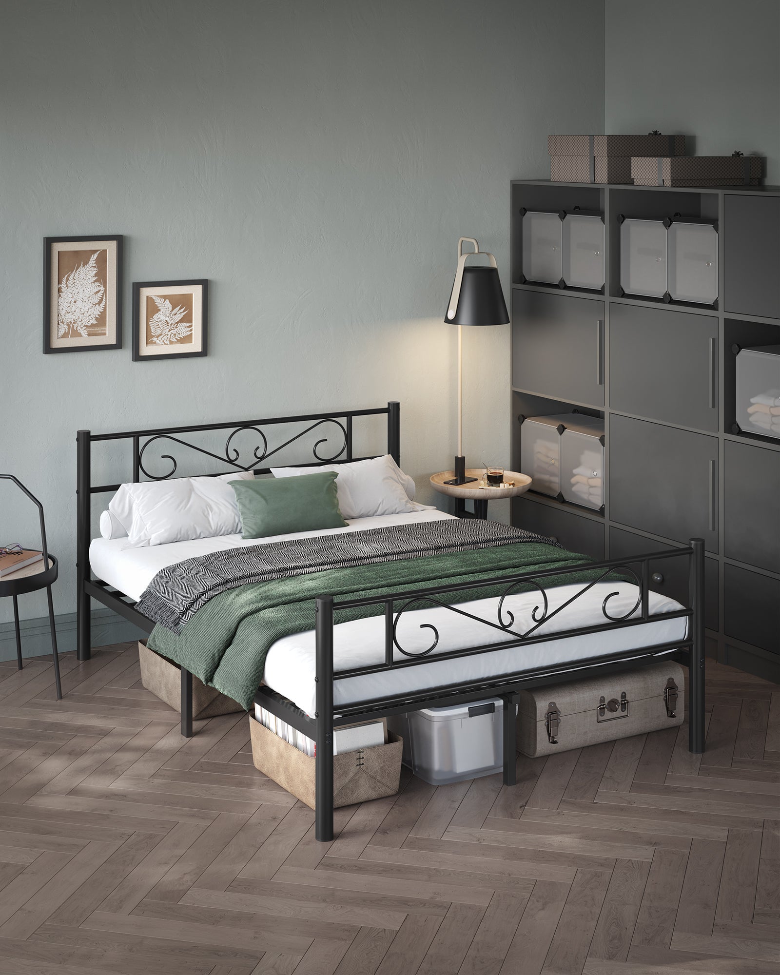 Lit double 140 x 200 cm en métal noir VAURS