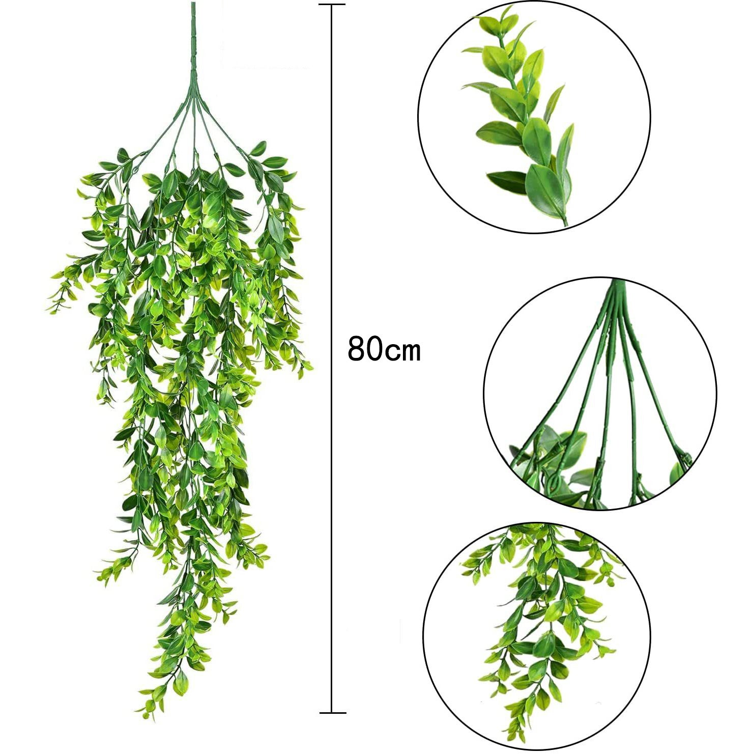 Confezione da 4 piante artificiali da esterno, piante artificiali anti-UV, decorazione da parete con piante verdi - 2