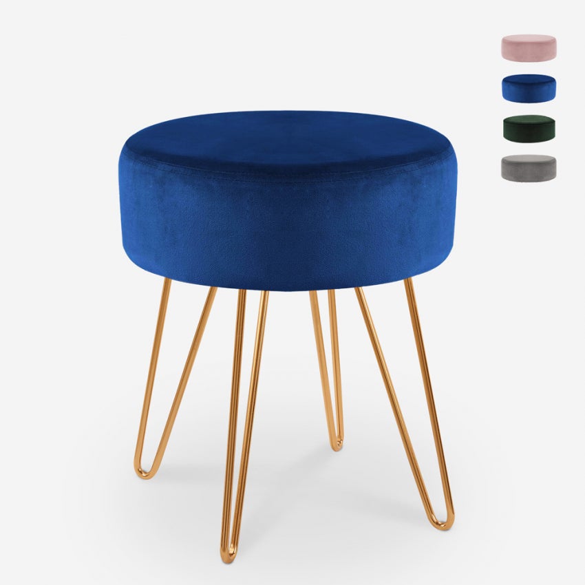 Pouf Poggiapiedi Sgabello Basso Imbottito Rotondo Design Velluto Rossetto 87752843